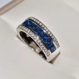 925 Sterling Silver Cute Ring With Round and Square Zirconia Crystal for Women